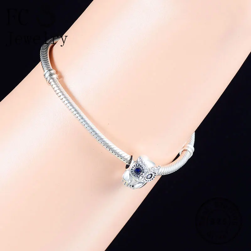 FC ювелирное изделие, браслет Pandora, 925 серебро, животное, Сова, голубой глаз, бусина для изготовления рождественских праздников, Berloque, Новое поступление, сделай сам