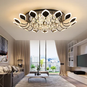 

Modern Crystal Large Chandelier Lights in the Bedroom Living Room Dimmable Remote Control LED Crystal Ceiling Lamps 91W