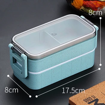 

Microwave Bento Box Wheat Straw Child Lunch Box Leak-Proof Bento Lunch Box for Kids School Food Container Blue