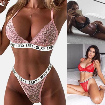 

Women Sexy Pink Bra Set Mesh Lingerie Lace Thong Low Waist Panties S-3XL Plus Size Floral Bra Underwear Set Lingere Set