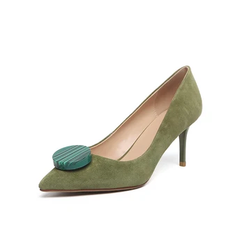 

New Design 2020 Women Suede Leather high Heels Party Wedding Pumps Summer Shoes Woman thin Heels Sandals