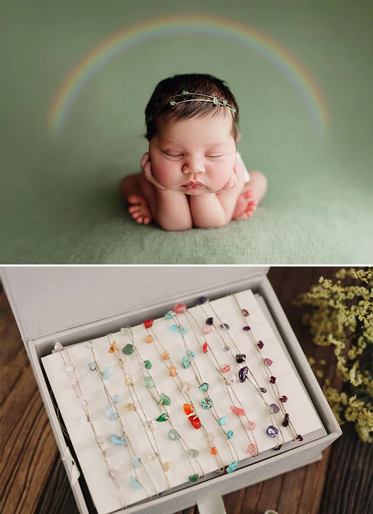 Newborn Photography Props 9 Colors Natural stones Simple Hair Band Headdress Floral Headdress Baby Pictures Shooting Tieback