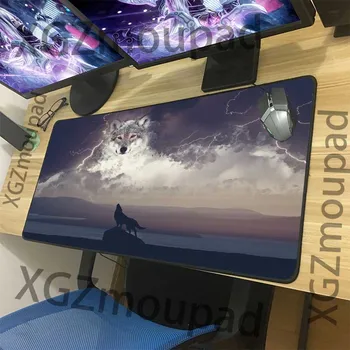 

XGZ animal lightning wolf big mouse pad lock edge custom office computer keyboard desk pad rubber anti slip mouse pad 900x400 /