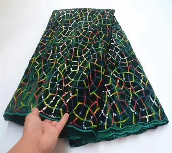 

2019 Latest Velvet sequined lace fabric French Nigerian Lace Fabrics High Quality sequins African Lace Fabric Wedding PSA862-1