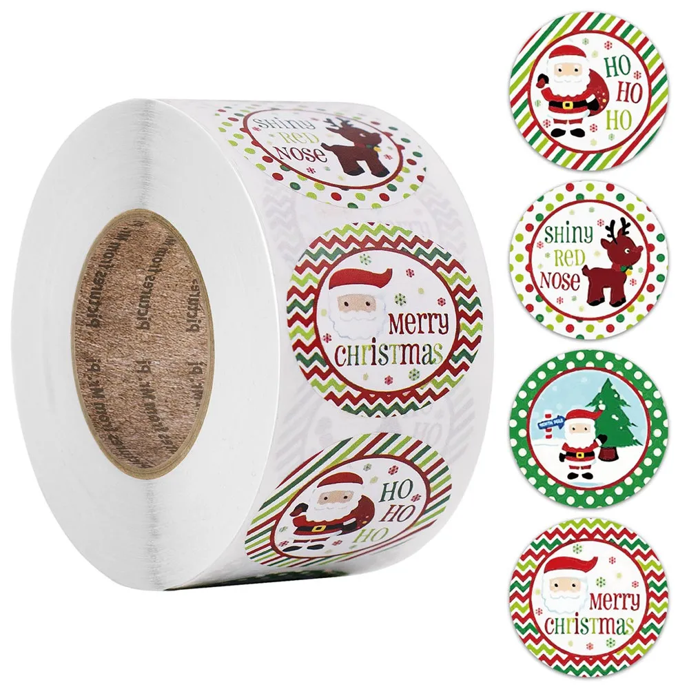 

500pcs/roll Label Stickers Christmas Gift Decoration Sticker Packaging Stationery Sticker Happy Holidays Decoration Seal Label