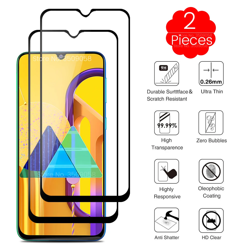 

2PCS samsun m 30 s protective glass for samsung galaxy m30s m 30s m307f/ds 6.4'' phone screen protector glass sansung m30 s film
