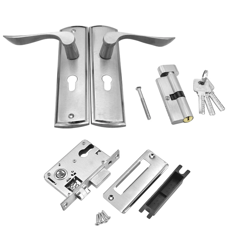 Cheap Mechanical Door Lock Set Aluminum Alloy Handle Deadbolt Latch Locks Interior Lockset Kit Home Office Security Door Hardware