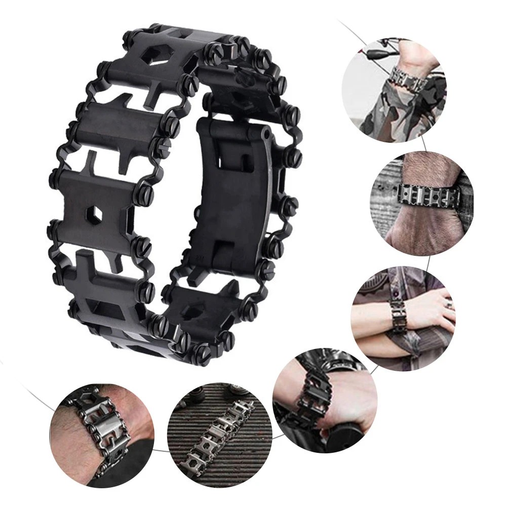 

29 In 1 Multi-function Tool Bracelet Strap Stainless Steel Outdoor Bolt Driver Kits Strap Multi-function Screwdriver Multitool