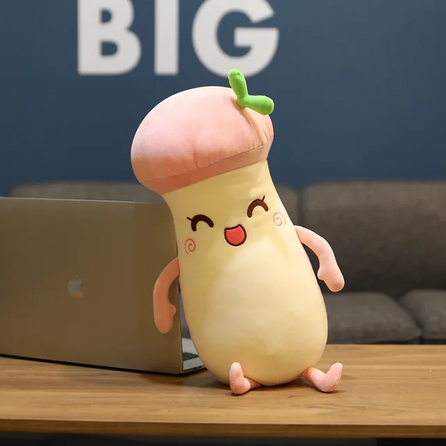 50~80cm Kawaii Stuffed Couple Pleurotus Eryngii Doll Girl Boy Cartoon Plant Soft Plush Toy Pink Brown Children Gift