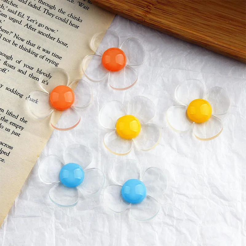 

1pair New Fashion Resin Personality Transparent Flower Earrings Sweet Wind Jewelry Accessories Material for Women Girls Colorful