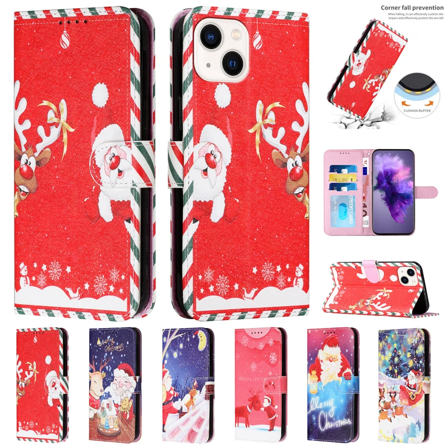 

Christmas Silk Pattern Painted Leather Case For iPhone 13 Pro Max 12 Pro Max 11 Pro Max SE2020 X XS XR XS Max 8/7/6/6S/ Plus