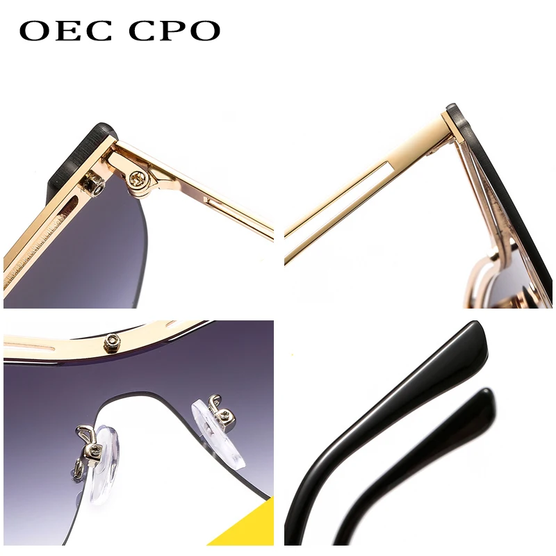 OEC CPO, модные, без оправы, кошачий глаз, солнцезащитные очки, женские, металлические, градиентные, солнцезащитные очки, Роскошные, с защитой от ультрафиолета, очки для улицы, мужские очки O450
