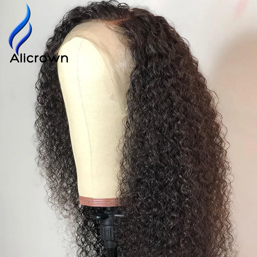 ALICROWN 13*6 кудрявые кружевные передние человеческие волосы парики с детскими волосами бразильские не Реми средний коэффициент шнурка парики 130% плотность