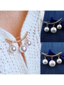 Брошь на булавке, с жемчугом и фиксированным ремешком