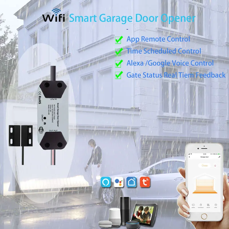WIFI Gate Opener Alexa Google Voice Control Remote Control Switch Home Garage Electronic Lock Access Smart Parking System - Famidy.com
