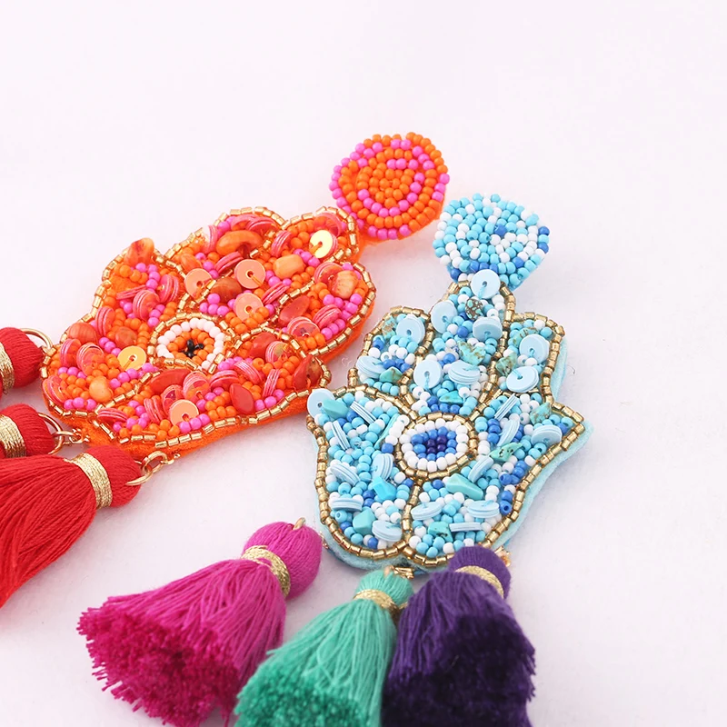 boho finger earrings beads handmade earrings for women 4