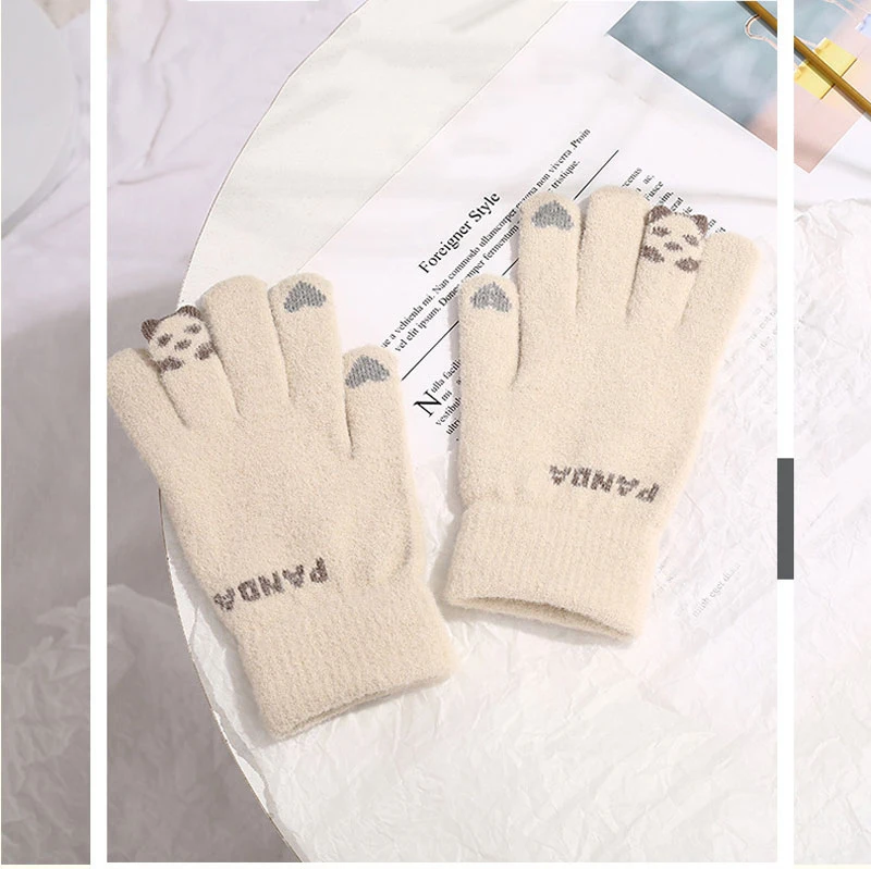 Baby Accessories discount Wecute Child Gloves Aldult Kawai Cold Protection New Winter Plush Gloves Stretch Knit Touch Screen Thicken Fleece Riding Gloves Baby Accessories best of sale