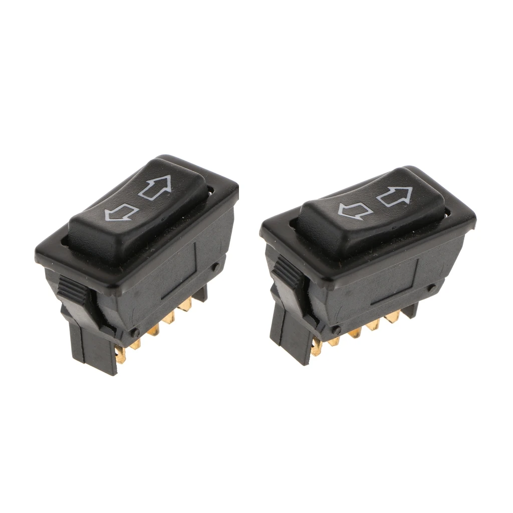 2pc Universal Black 5 Pins Power Window Door Electric Switch Control for Car