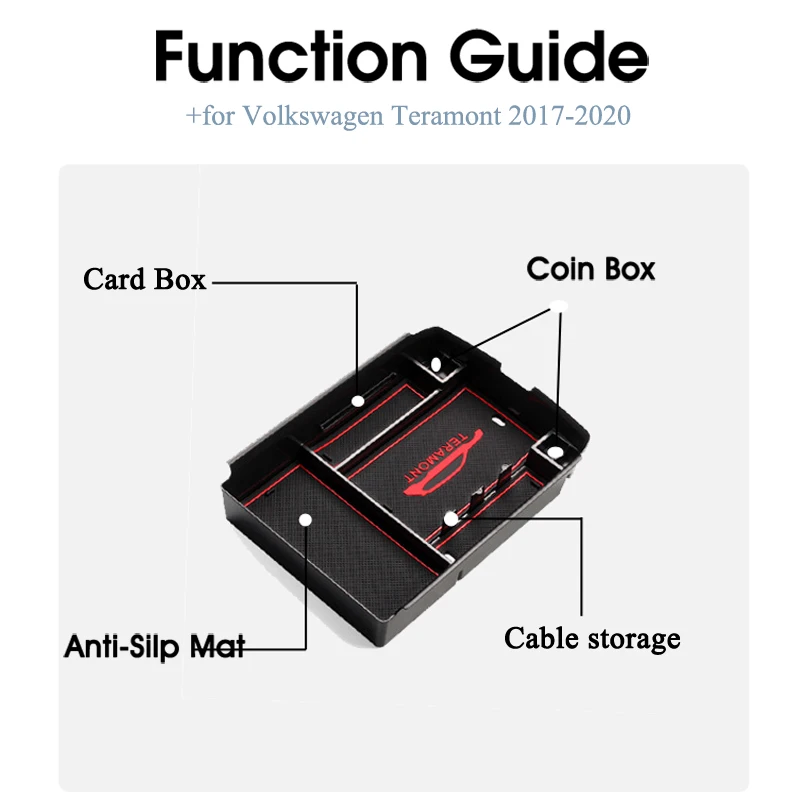 Автомобильный Органайзер, аксессуары для Volkswagen VW Teramont, подлокотник, коробка для хранения, коробка для монет, коробка для карт
