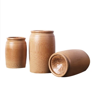 

3 Size Bamboo Storage Jars Containers with Lid Bottles for Spices Coffee Tea Organizer Vintage Cans Kitchen Decorative