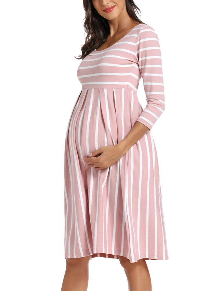 3/4 платья для беременных в полоску, повседневные платья для беременных, платья для беременных, Одежда для беременных - Цвет: pic