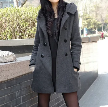 

Popular High Quality Women's Winter Coats Casual Medium And Long Jacket Double-Breasted Hooded Thick Coat chaquetas mujer 2019