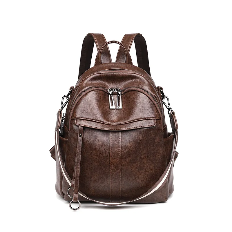 

Leather Backpack Women's 2020 New Style Fashion Retro Casual Lady Bag Travel Large-capacity Backpack