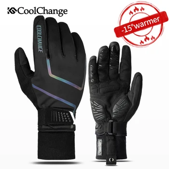 

CoolChange Cycling Gloves Winter Full Finger Thermal GEL Bike Sport Gloves Windproof Shockproof Touch Screen MTB Bicycle Gloves