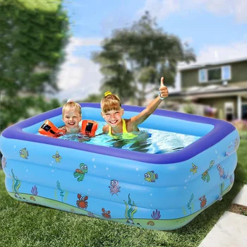 

130-262cm Square Inflatable Swimming Pool Kids Basin Bath Tub Outdoor Ball Paddling Pool Portable Water Play Pool Home Use