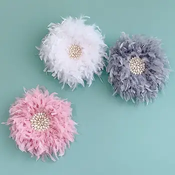 

40cm Simple Round Turkey Feathers Conches Inlaid Wall Hanging Ornament Children's Room Decor Creative Wall Decoration Pendent