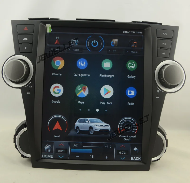 12," tesla стильный вертикальный экран Восьмиядерный Android 8,1 автомобильный стерео мультимедийный плеер для Toyota Highlander Kluger 2008-2013