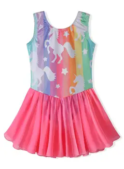 

2-11 Years Girls Dress Sleeveless Unicorn Pattern Ballet Skirt Dance Wear Gymnastic Dance Costumes Kids Ballet Dress