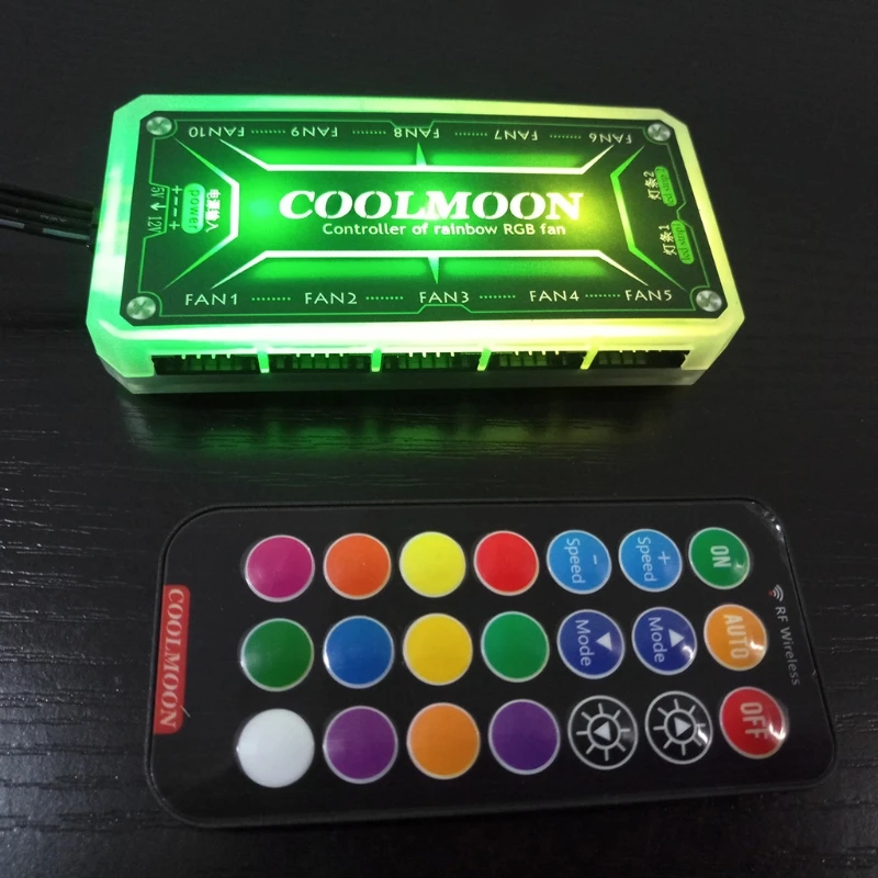 WXTB COOLMOON RGB Remote Controller DC12V 5A LED Color Intelligent Controller with 10X 6pin Fan Port  2 X 4pin Light Bar Port