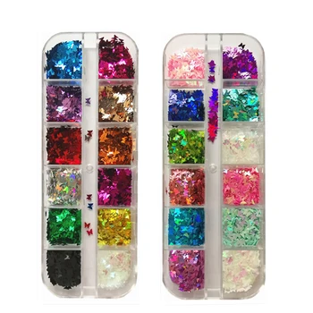 

2 Boxes Butterfly Nail Glitter Sequins Laser Holographic Nail Art Paillettes Butterfly Sequins Nail Art Decoration Multi-Color