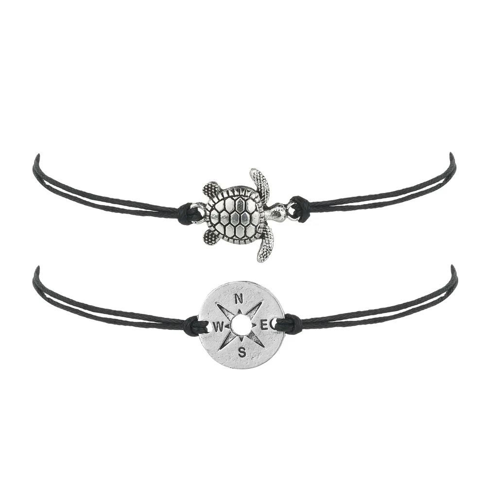 2020 Boho Simple Black White Leather Anklet For Women Silver Color Turtle Double Layer Ankle Bracelet Beach Foot Jewelry 2020 Boho Simple Black White Leather Anklet For Women Silver Color Turtle Double Layer Ankle Bracelet Beach Foot Jewelry