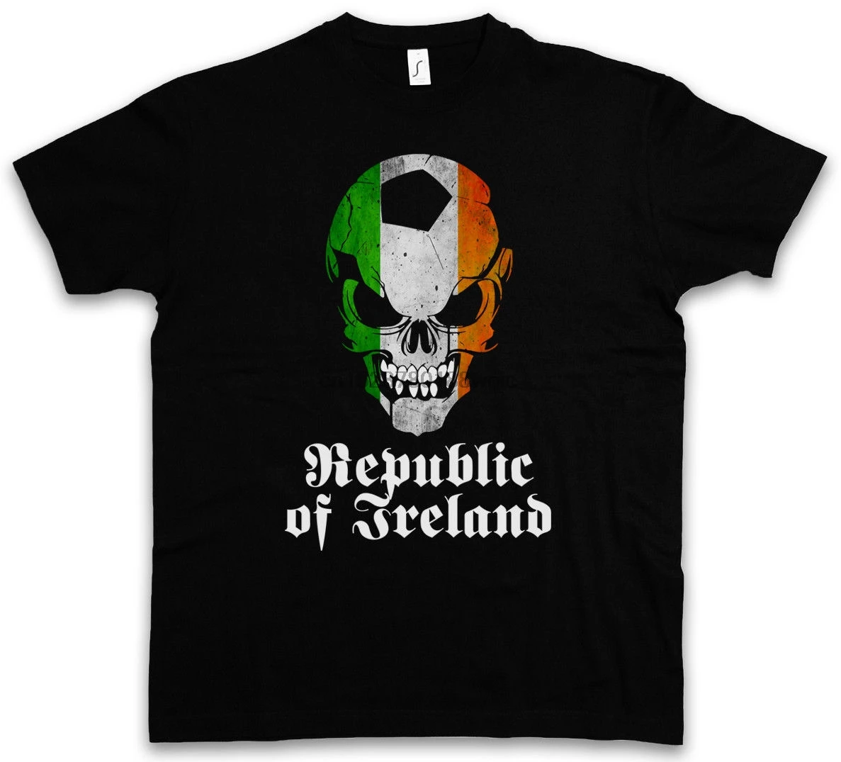 Men Casual T Shirt Classic Republic Of Ireland Irish Skull Flag Hooligan |
