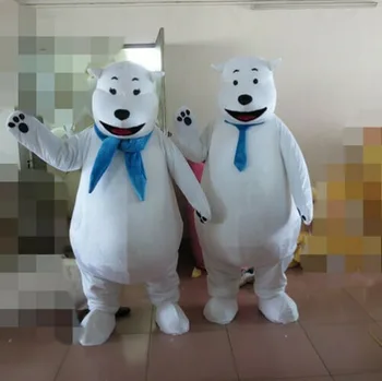 

New Top Sale Halloween Polar Bear Mascot Costume Suits ** Game Dress Outfits Advertising Unisex Hallowen Cosplay Gift