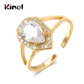 

Kinel S925 Sterling Silver Jewelry Retro Personality Adjustable Temperament Open Ring Female Creative 18K Gold Male ring