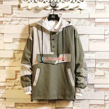 

Jackets Men 2019 Spring New Hooded Clothes Men's Casual Plus Size Plus Color Matching Student Jacket Loose Trend Men's Clothing