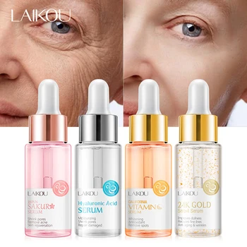 

LAIKOU Face Serum Sakura Vitamin C 24K Gold Hyaluronic Acid Essence Shrink Pores Remove Acne Moisturizer Brighten Facial Skin