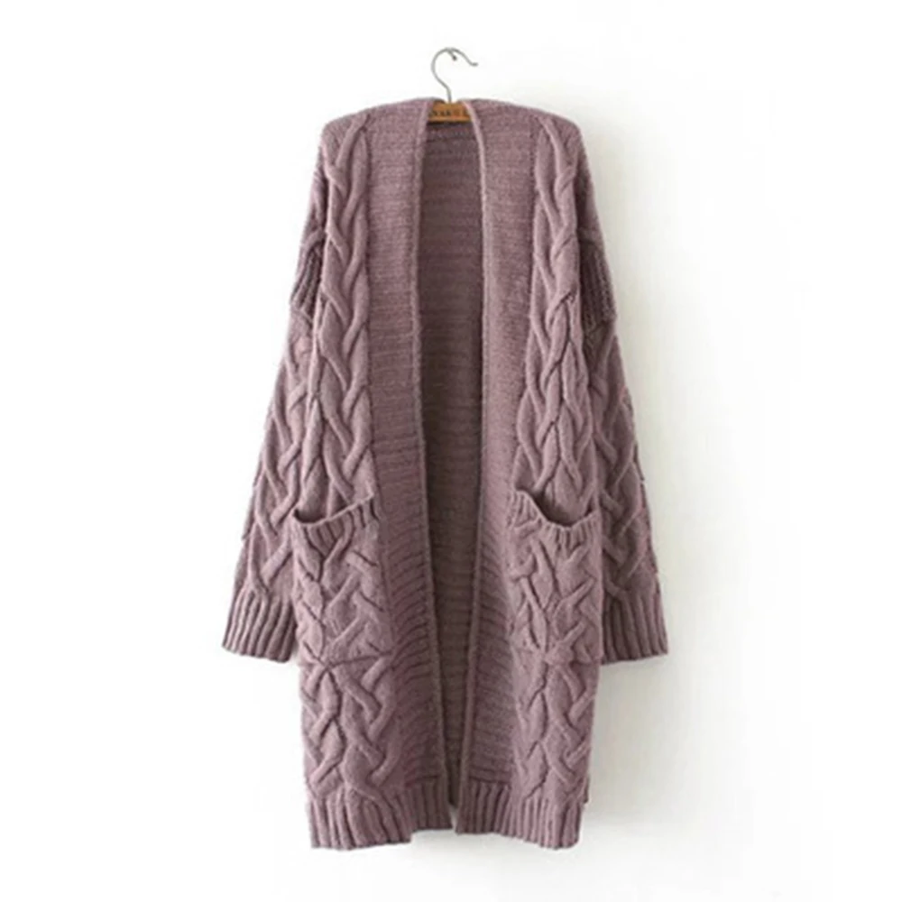 

OEAK 2019 Winter Korean Style Women's Cardigan Loose Long Sleeve Knit Sweater Warm Solid Coat Ladies Cardigans Outwear