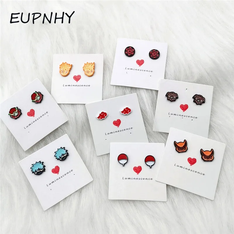 

EUPNHY 20Pair Cartoon Naruto Anime Earrings for Women Prevent Allergy Enamel Stud Earrings Kids Girls Earring Jewelry