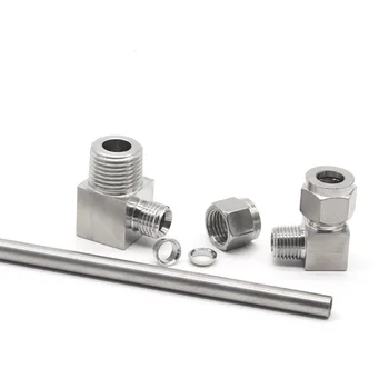 

2Pcs 1/8" BSPT Male Thread x 6MM Double Ferrule Tube Compression Elbow Fitting Male Thread Connector PT Stainless Steel 304