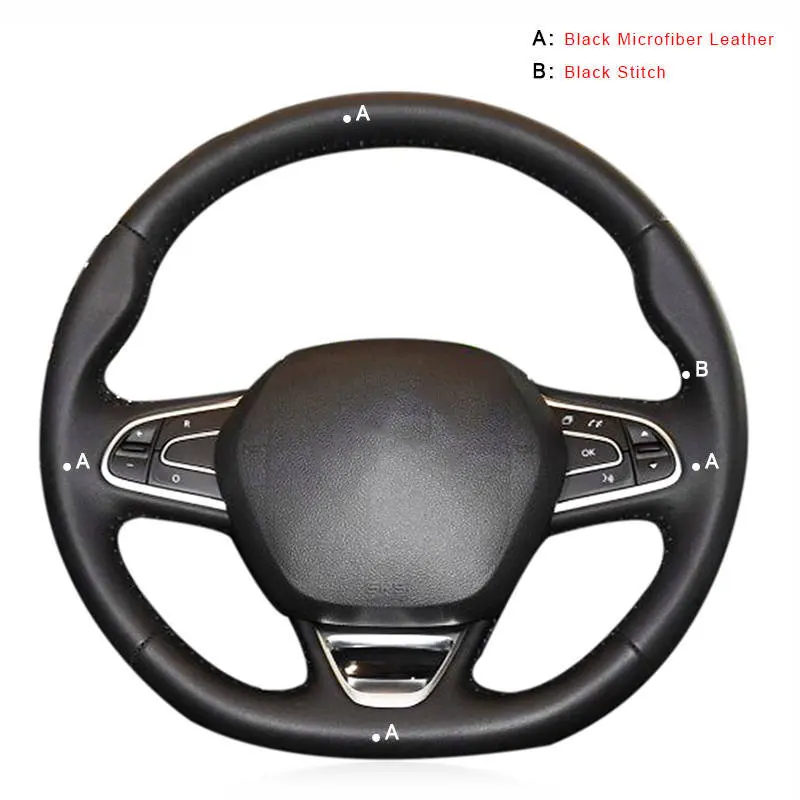 Авто оплетка на руле Крышка для Renault Kadjar- Koleos- Talisman- автомобильные чехлы автостайлинг - Название цвета: Microfiber Leather