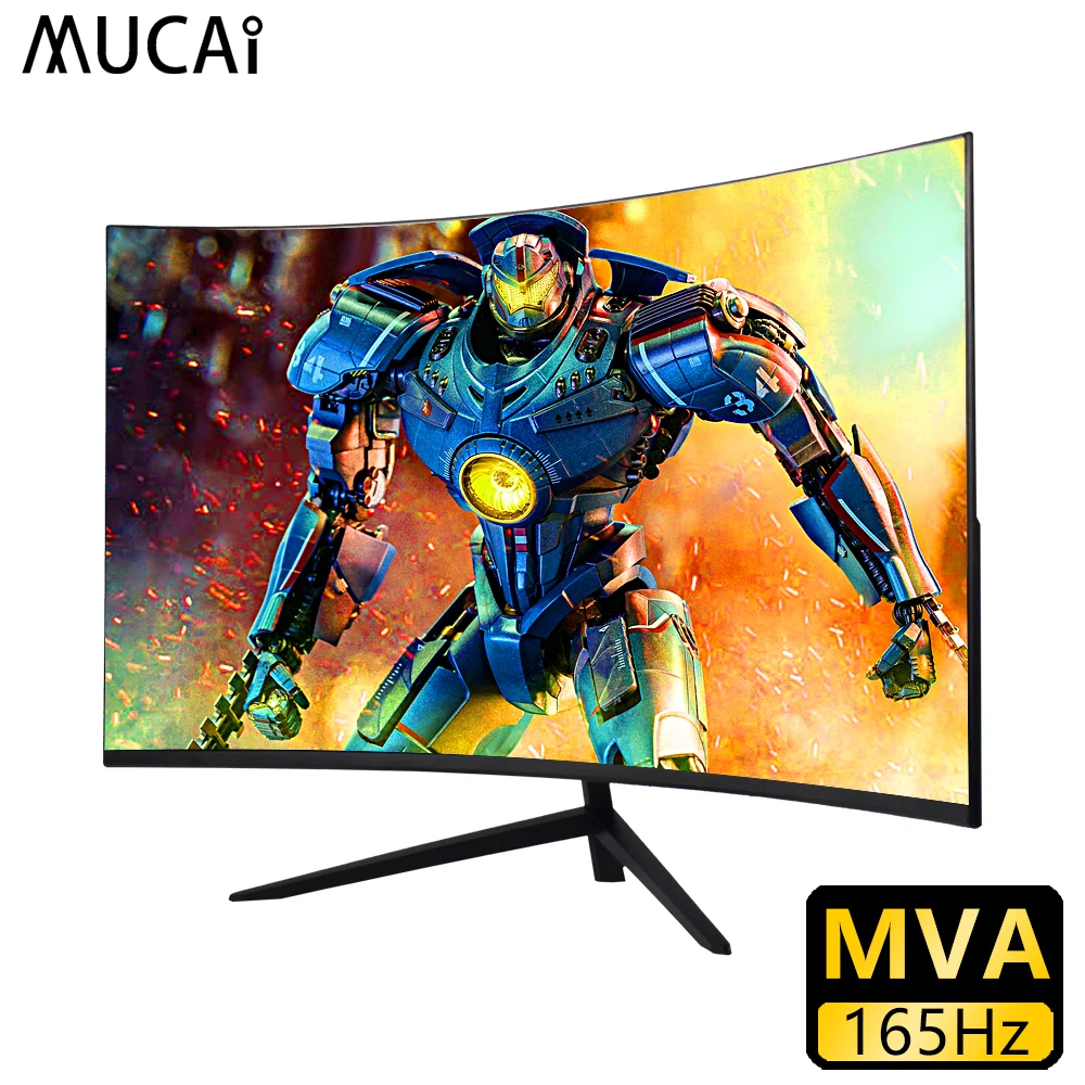 

MUCAI 27 inch curved PC monitor computer desktop 165Hz MVA screen HD ultra thin gaming lcd display HDMI/DP