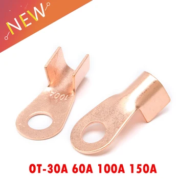 

10 Pieces OT-30A 60A 100A 150A Dia Copper Circular Splice Terminal Wire Naked Connector Battery Cable Lug