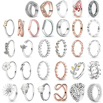 

PDB JZ 10 Original Brand 100% 925 sterling silver ring with sparkling logo original design sun flower retro multi wrap ring