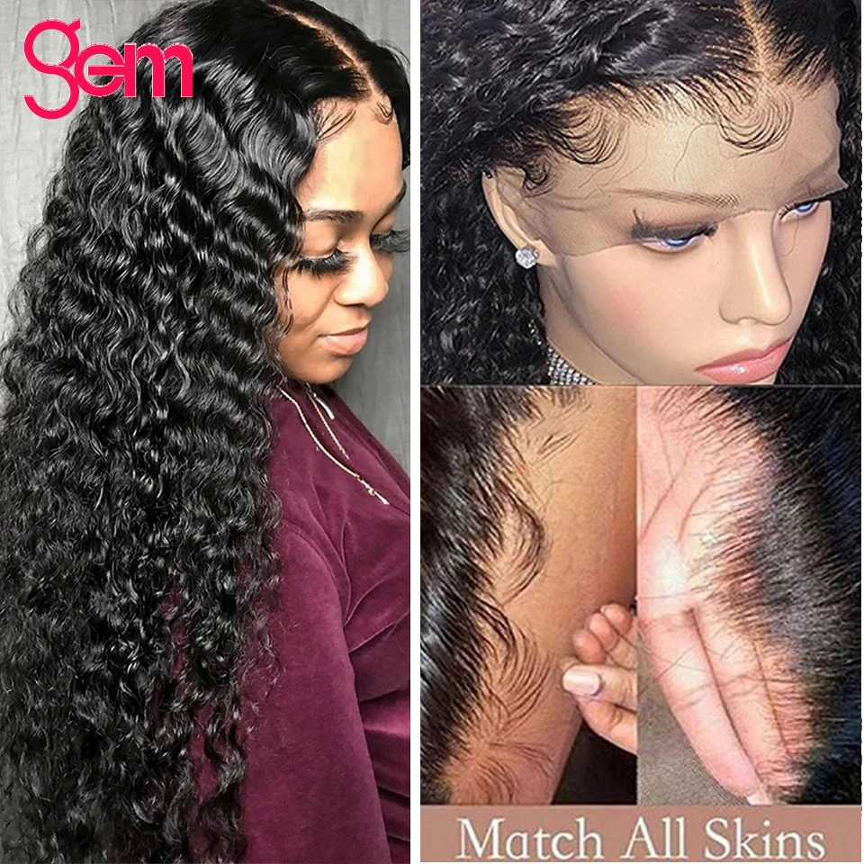Deep Wave Frontal Wig 13x4 Curly Lace Front Human Hair Water Wave HD Transparent Full Lace 30 32 Inch Loose Deep Wigs For Women