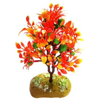

10pcs 17cm Artificial Plastic Gardening Plant Decoration Red Leaves Fruit Trees Miniature Model Trees For DIY House Decor