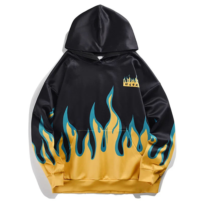 

Akatsuki Oversized Mens Casual Hooded Sweatshirt 2020 Autumn New Flame Printed Hoodies Loose Men Oodie Hoodie Couple Clothes